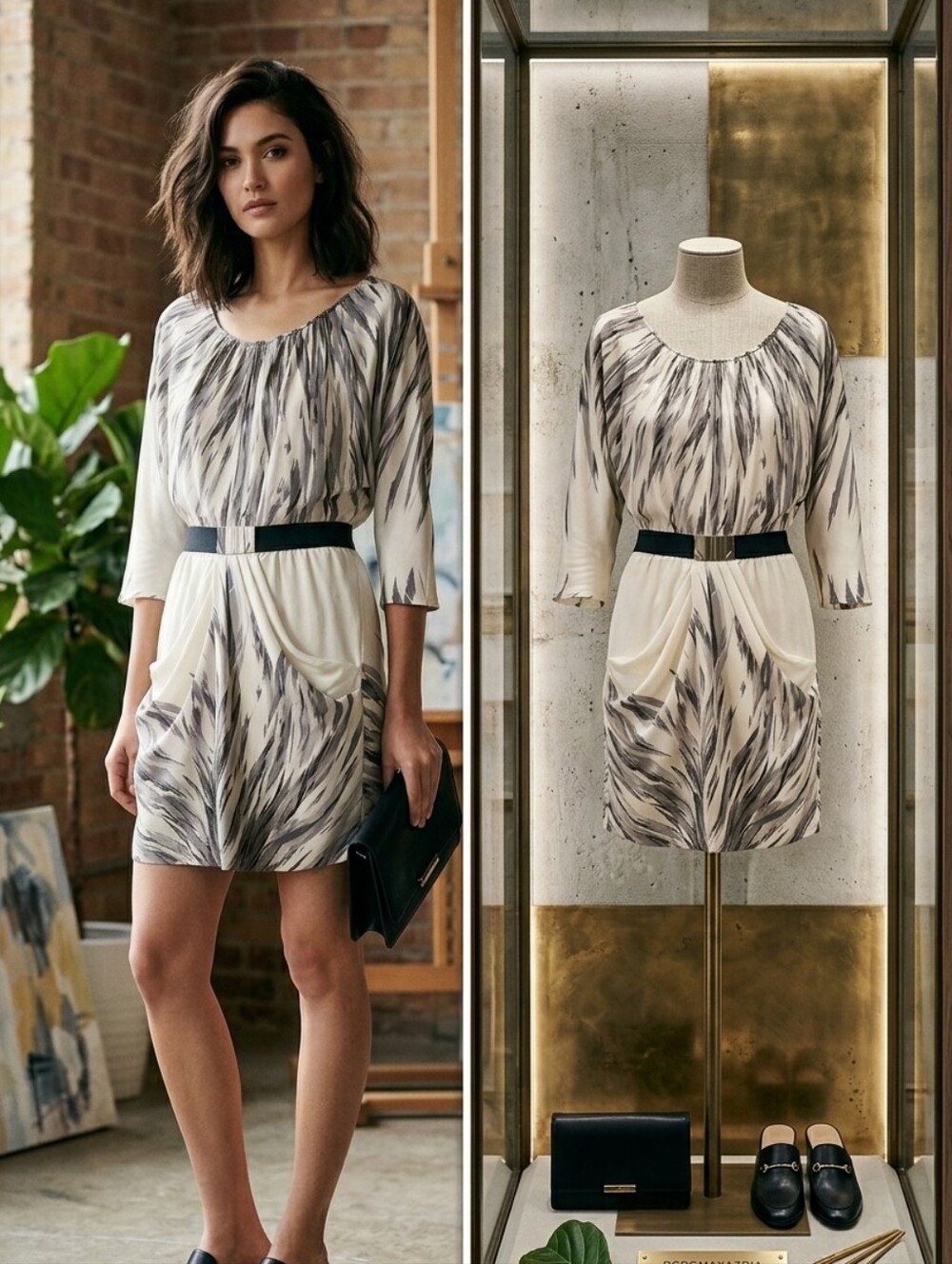 BCBGMAXAZRIA Silk Printed Mini Dress